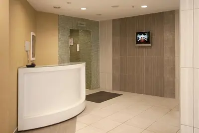 a bathroom with a white counter in a room at Hotel Sapphire in Istanbul