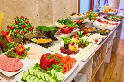 a buffet line with many different types of food at Ardey Hotel in Istanbul