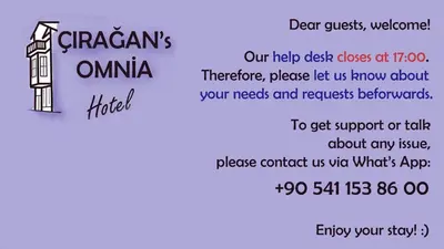 a screenshot of a flyer for a restaurant with a drawing of a building at Çırağan's Omnia Hotel in Istanbul