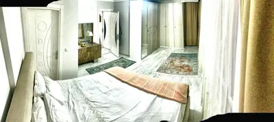 a bedroom with a bed and a bathroom at Ahmet Teacher's villa is 6 minutes from Istanbul airport in Arnavutköy