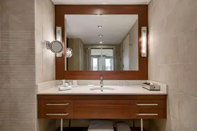 a bathroom with a sink and a mirror at Radisson Blu Bosphorus Hotel in Istanbul