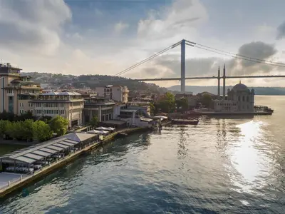 a view of a river with a bridge in the background at Radisson Blu Bosphorus Hotel in Istanbul