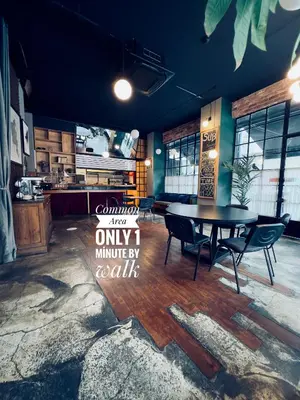 a restaurant with a table and chairs in a room at Nomad Hostel Karaköy in Istanbul