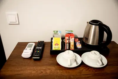 a table with a coffeemaker and a coffee pot at CK Boutique Hotel in Istanbul