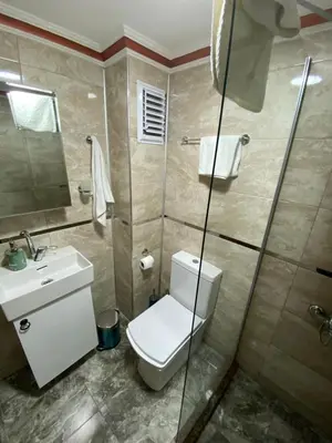 a bathroom with a toilet and a sink and a shower at Golden Arrow Hotel in Istanbul