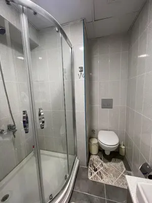 a bathroom with a shower and a toilet at Classic Suite MS34 in Istanbul