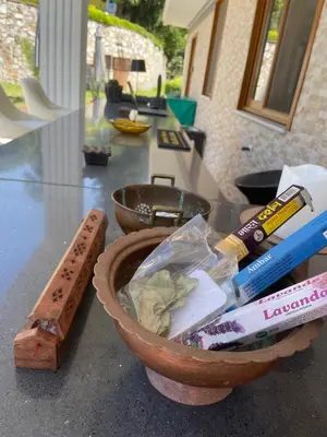 a table with a bowl of items on a counter at Büyükbalkan Mansion, Charming Farmhouse, Altınova Yalova in Altınova
