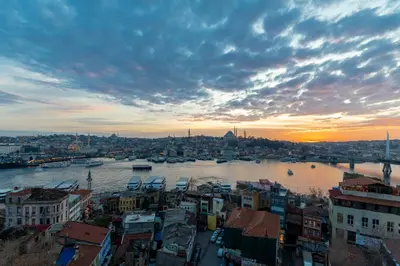 a view of a city with a river and buildings at Union Hotel Karaköy in Istanbul