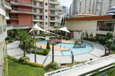 an aerial view of a courtyard in a building at Linkinn Luxury Residence & Spa in Esenyurt