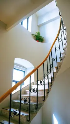 a spiral staircase in a house with a plant at DeCamondo Residence in Istanbul