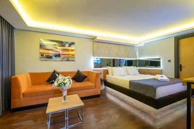 a hotel room with a bed and a couch at 216 Bosphorus in Istanbul