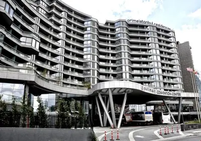 a large building with a walkway in front of it at Prime Istanbul in Istanbul