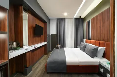 a hotel room with a bed and a television at Second Suit Hotel in Istanbul