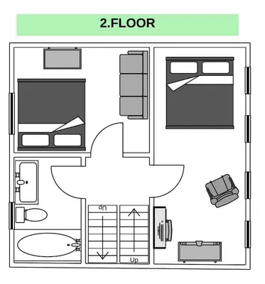 a drawing of a house with a floor plan at İstanbulda merkezi pitoresk konum müstakil yeni ev in Istanbul