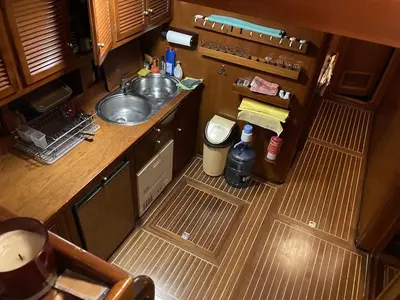 an overhead view of a kitchen with a sink at PRUVA YACHT in Istanbul