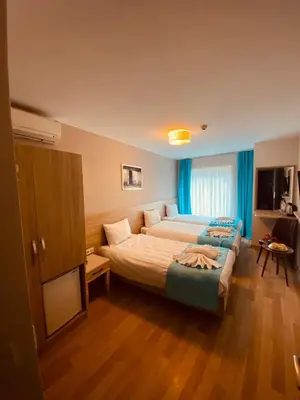 a hotel room with two beds and a television at Ottoman Luxury Hotel in Istanbul