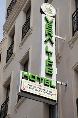a hotel sign on the side of a building at Vera Life Hotel in Istanbul