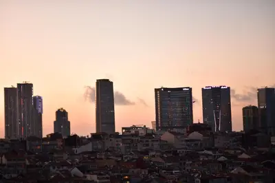 a skyline of a city with tall buildings at sevim suites With a sea view in nişantaşı in Istanbul