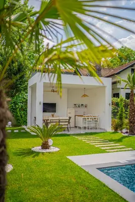 a house with a yard with a pool at Terra House Sapanca in Sapanca